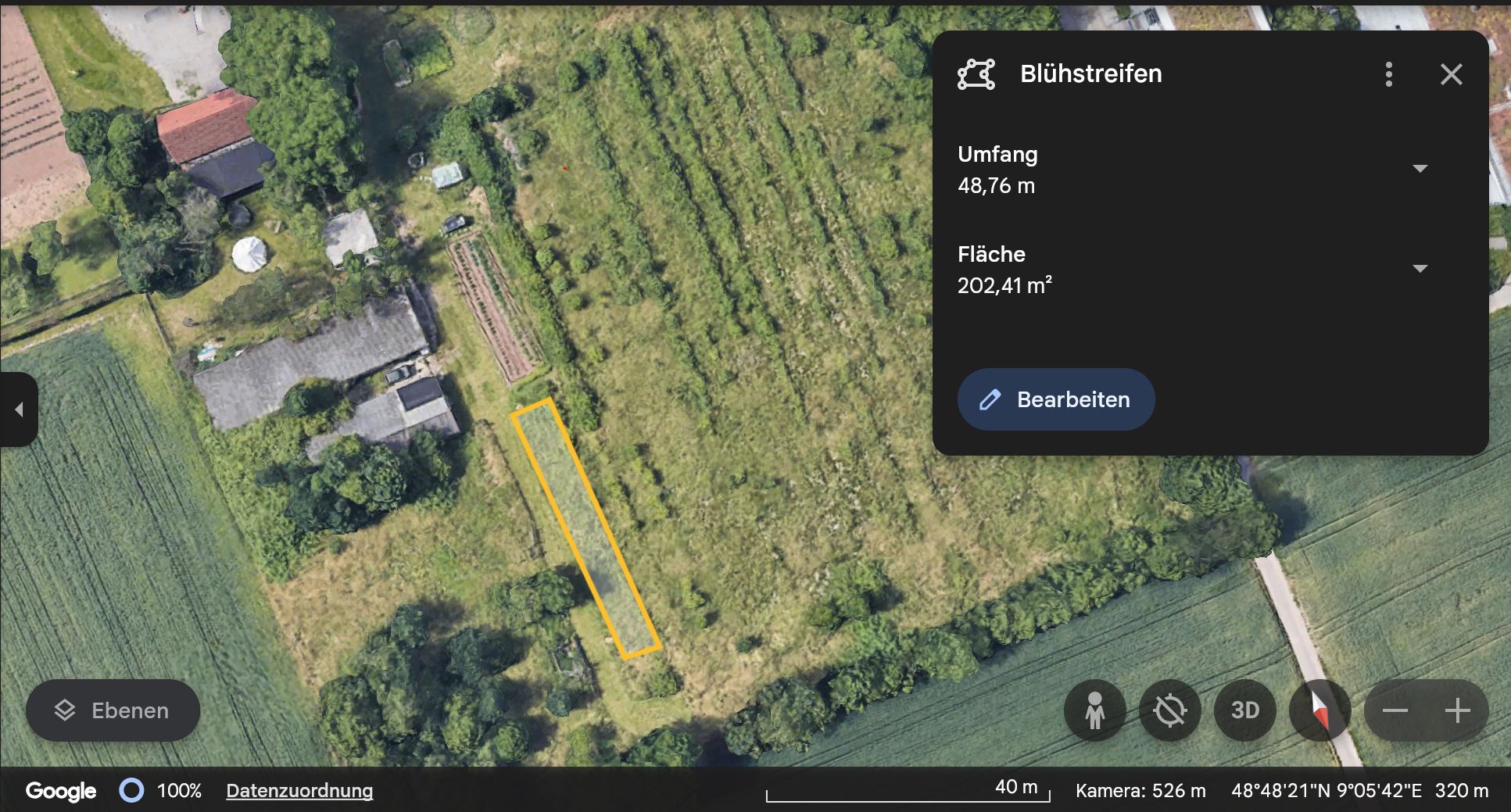 Map Ansicht von der Blühwiese